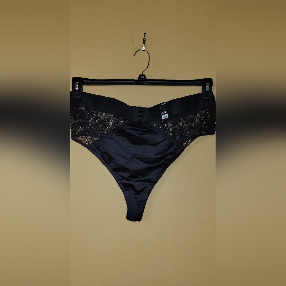 Torrid Black Lace Thong w/3 Button Tuxedo Cummerbund and Keyhole Back NWT